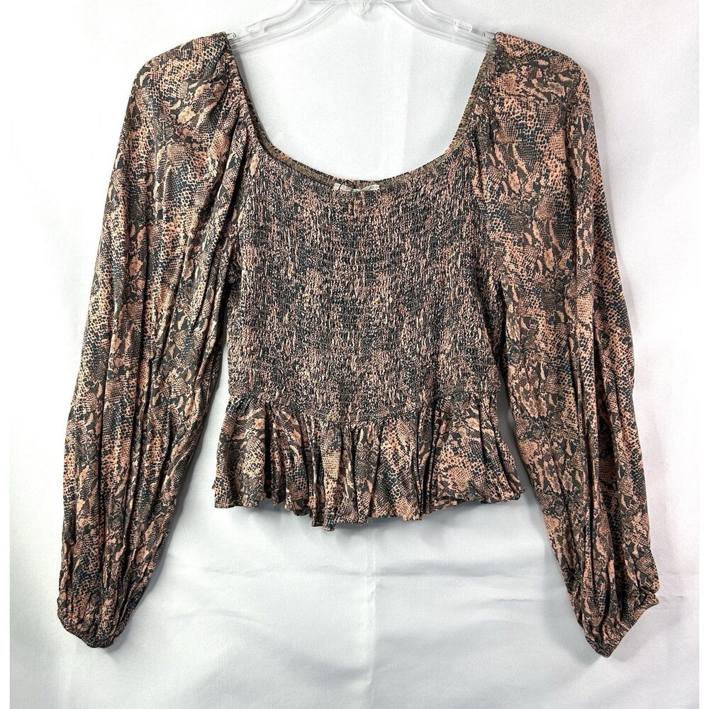 Savanna Jane Top Women’s Large Smocked Milkmaid Ruffle Fringe Blouse